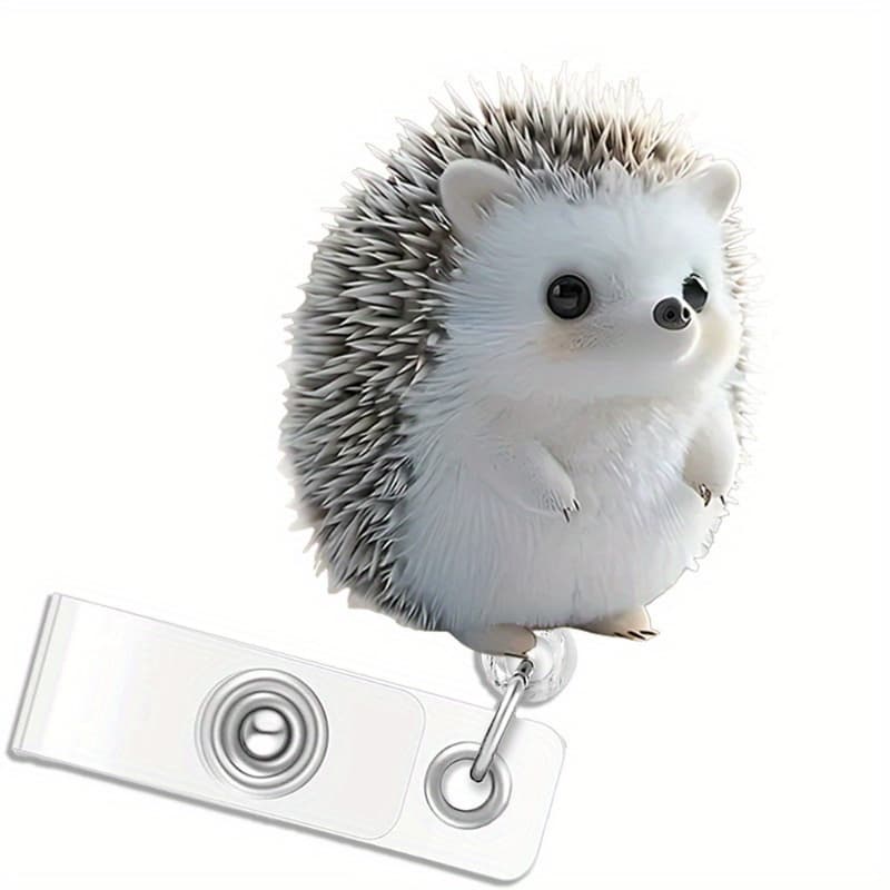 TEMU 2d 1pc Exquisite Hedgehog Design With Retractable Badge Scroll Holder, Id Clip For Nurses, Students, Doctors, Office Workers - Sturdy Name Tag Card Holder, Creative Decoration
