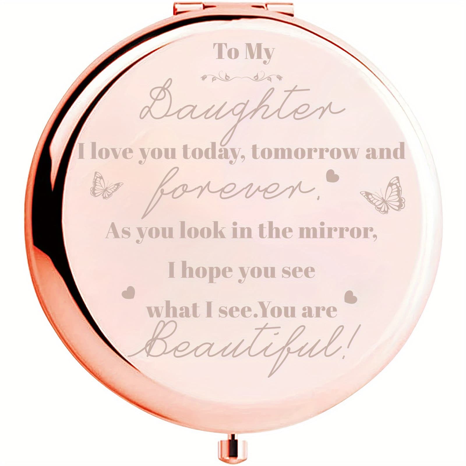 TEMU A Single Engraved Compact Mirror With Magnification, Perfect As A Gift For Your Daughter For Occasions Like Christmas, Anniversaries, Birthdays, Thanksgiving, And Other Seasonal Celebrations