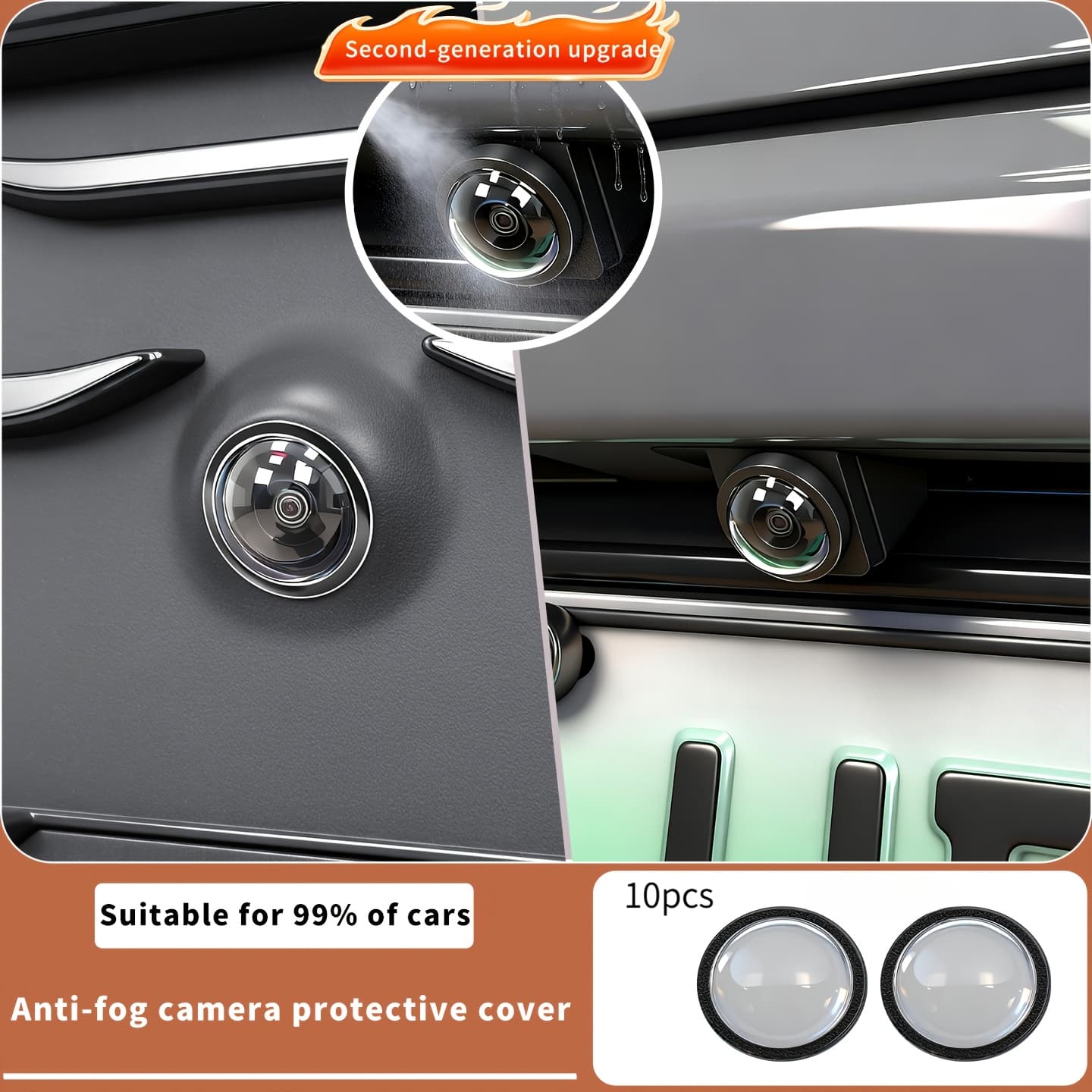 TEMU 10pcs Car 360-degree Panoramic Image Front And Rear Camera Protective Cover, Lens Protection Against Dust, Fog, Rain, Sand, And , High-definition Transparent Protective Film