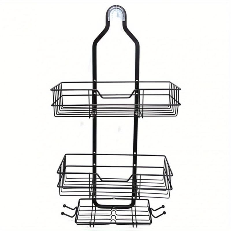 TEMU Shower Caddy Hanging Shower Caddy, Rustproof Shower Organizer Extended Length Shower Caddy Over Shower Head With Hooks Soap Holder, Large Capacity Anti-swing Bathroom Organizer