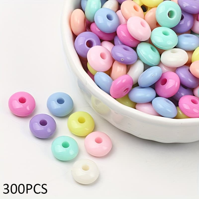 TEMU 100/200/300pcs Mixed Color 4x8mm Acrylic Abacus Beads For Jewelry Making Bracelet Necklace Earrings Key Mobile Phone Chain Holiday Party Gift Craft Supplies