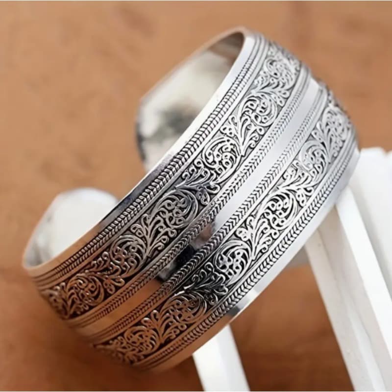 TEMU 1pc Vintage Boho Stainless Steel Spiral Flower Adjustable Bracelet, For Teenager, For Teenager