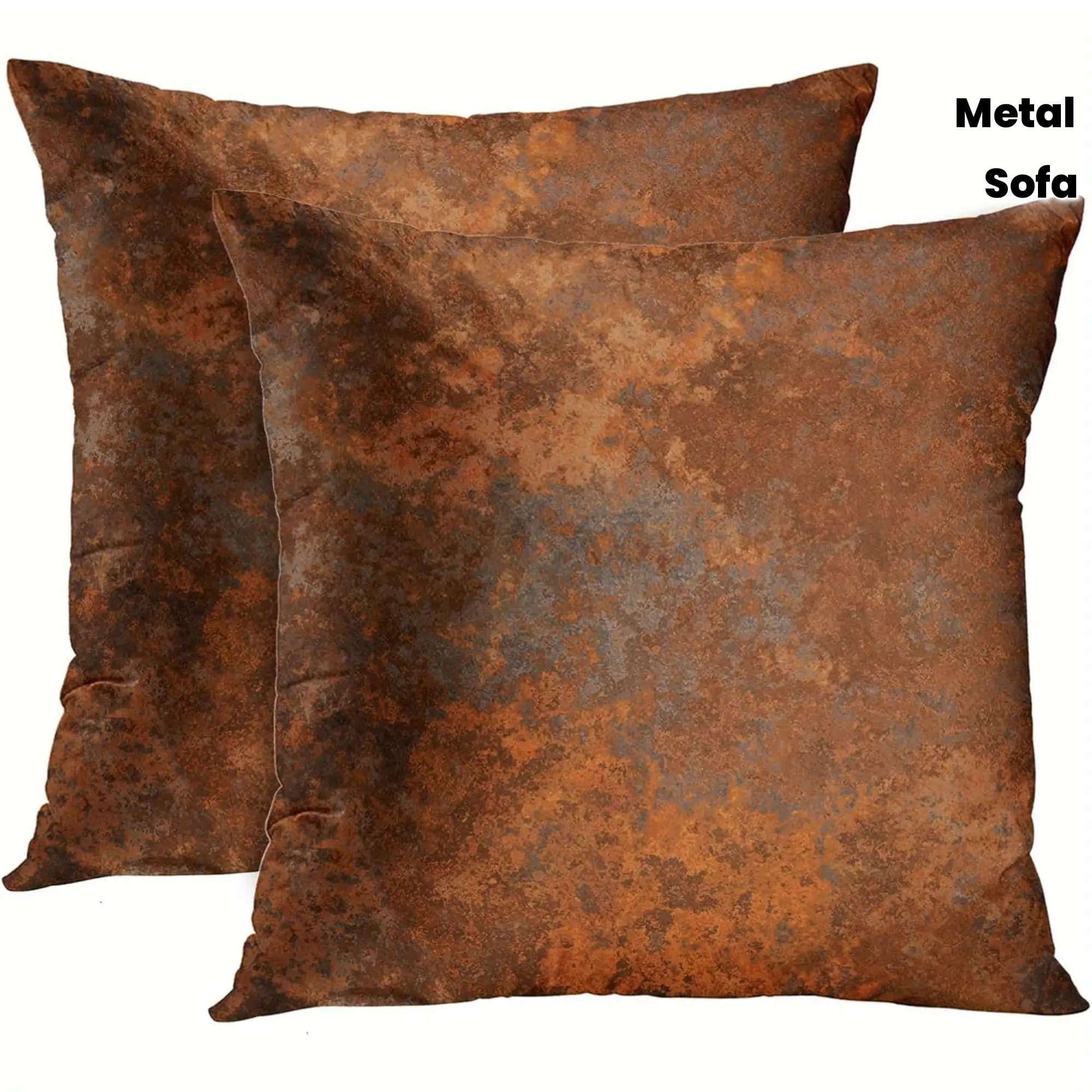 TEMU 2 Throw Pillowcase Brown Copper Old Rusty Metal High Resolution Decoration Pillowcase Sofa Bedroom 18 X 18 Inches