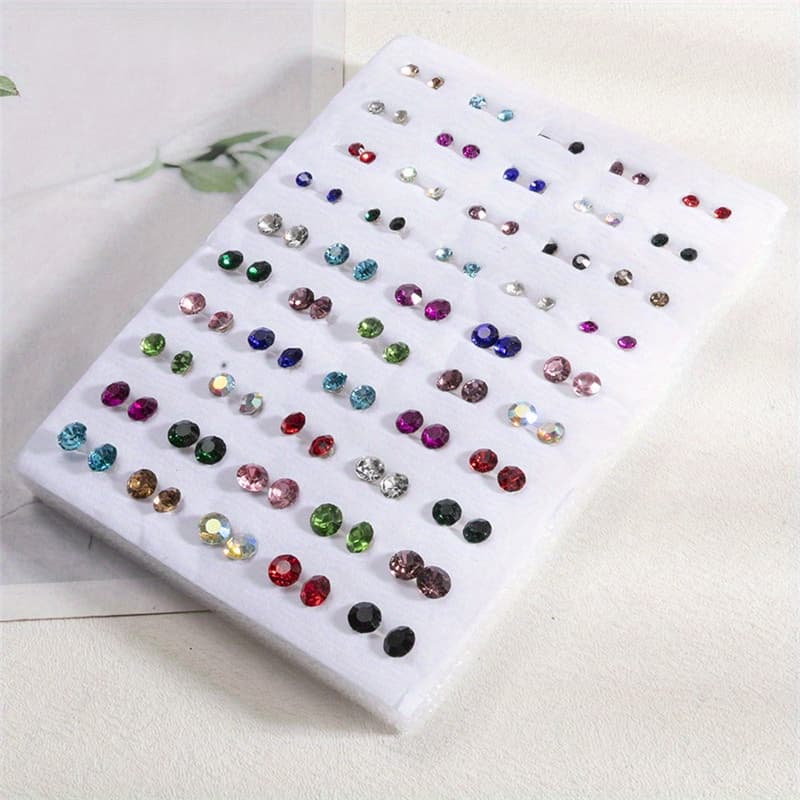 TEMU 50 Pairs Bohemian Colored Stud Earrings For Men And Women Plastic Earrings New Year Jewelry Gifts
