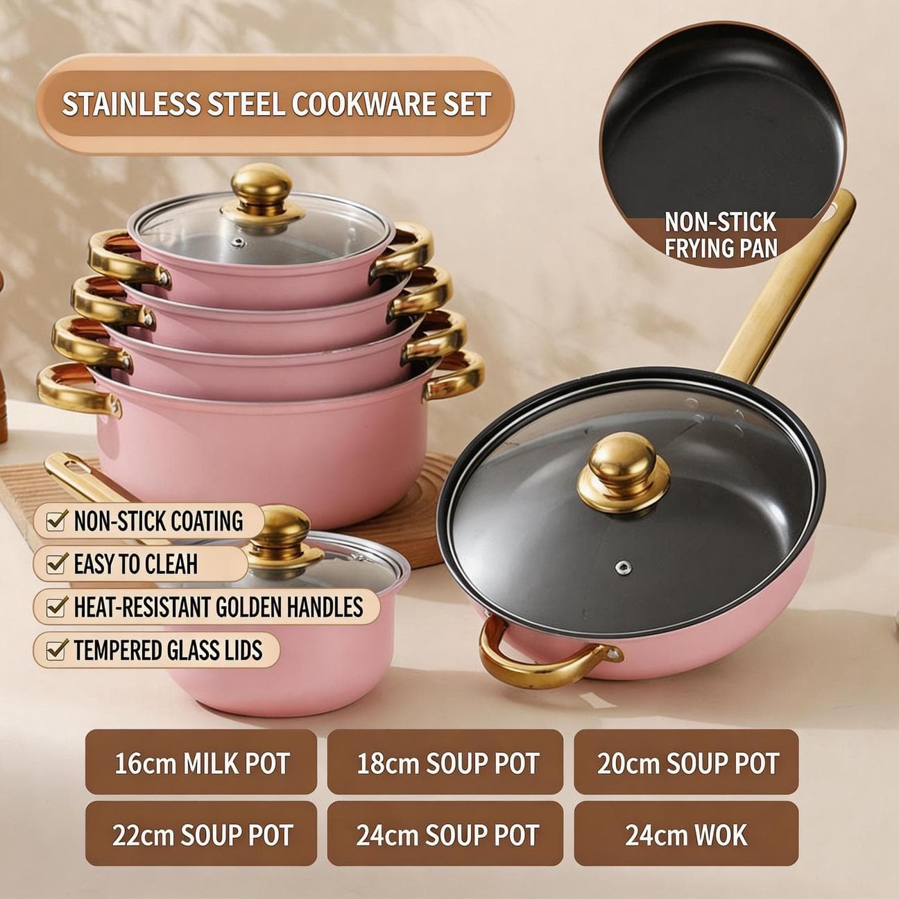 TEMU 12pcs Heat-resistant Kitchen Protector Set- 3 Sizes Of Non-scratch Heat-insulating Pads For Pots, Pans, Glassware, And Baking Dishes, Essential Cookware Storage Accessory