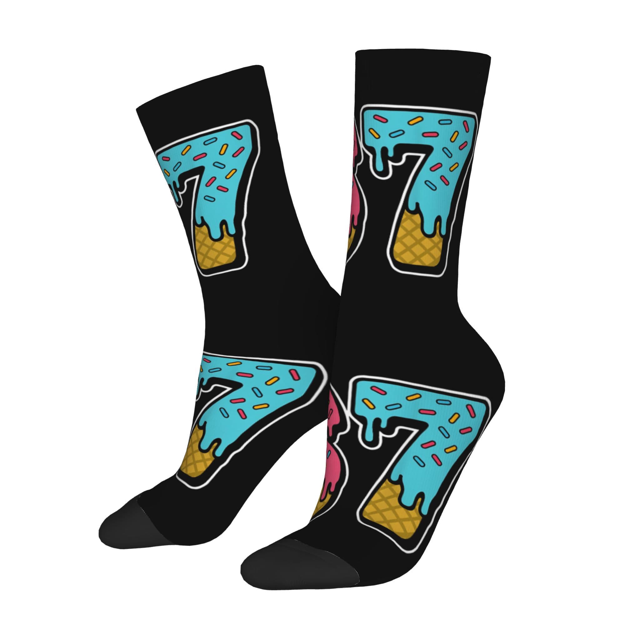 TEMU 1 Pair 67 Meme Novelty Socks - Funny 67th Gift Idea, Random Number Print (67 Design), Comfortable Seamless Crew Socks For Hip Hop Harajuku Style & Joke Apparel