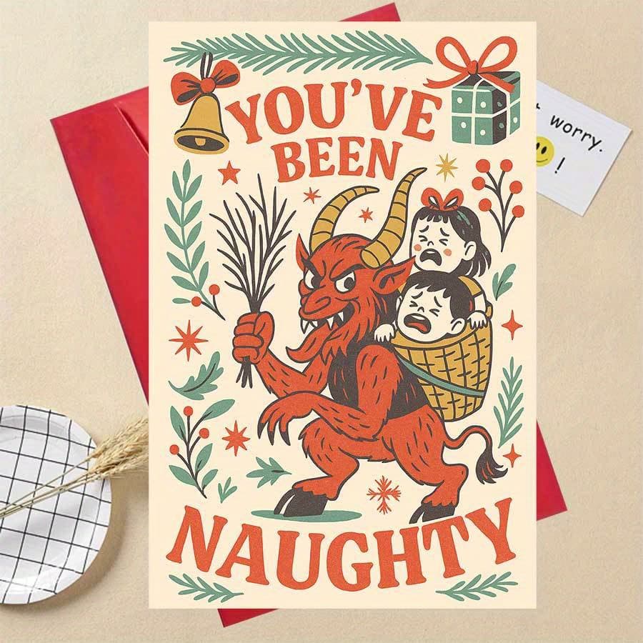TEMU 1 Vintage Christmas Card, Ideal For Fans Of Holiday Humor And Celebrating The Naughty Season With