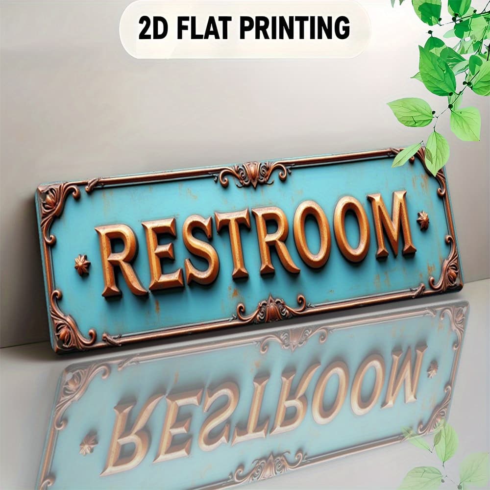 TEMU 2d Flat, Vintage Ornate Restroom Sign - European Signage Suitable For, Office, Restroom Decoration - Ornate Lettering Wall Sign, Unique Gift, 2d Flat, Perfect For Room Decor