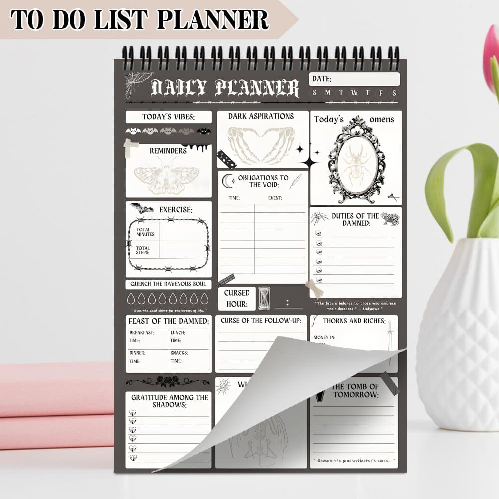 TEMU 1pc An Aesthetically Daily Planner Spiral Notebook Designed For Travel Journaling - A Task Checklist Organizer Agenda Notepad Suitable For Work, A To-do List , For Notes And Tasks