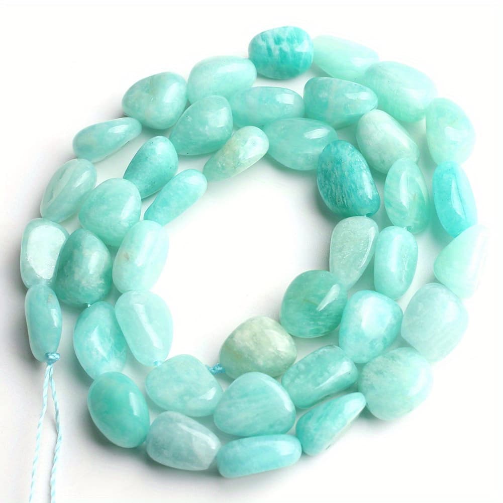 TEMU 35pcs 8-10mm Natural Amazonite Irregular Stone Beads, Fashion Loose Beads, Suitable For Exquisite Bracelets, Necklaces, Earrings, Jewelry Making Supplies, Gifts For Women