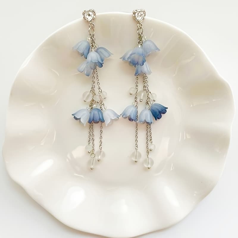 TEMU A Pair Of -wash Colored Acrylic Tassel Flower Earrings