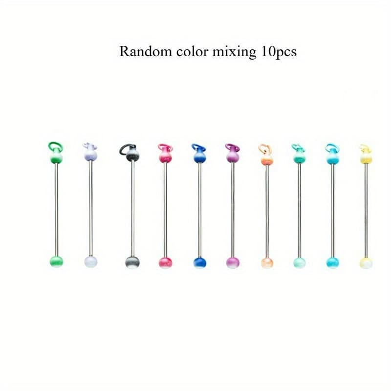 TEMU 10pcs Gradient Random Color Beadable Keychain Bars, Metal Bead Keychain Blanks, Beaded Keychain, Diy Keychain Making Accessories