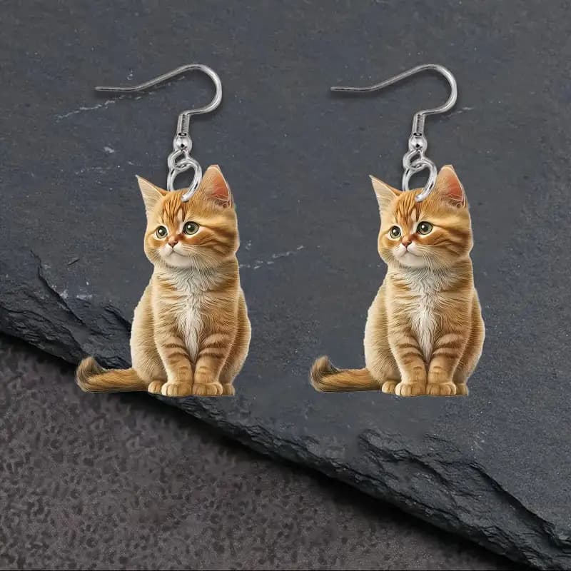 TEMU A Set Of Adorable Cat Earrings Made Of 2d Acrylic, Use And Celebrations
