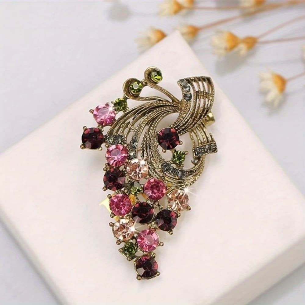 TEMU Vintage Colorful Shiny Brooch Women Elegant Style Suit Corsage Pin Accessory Gift