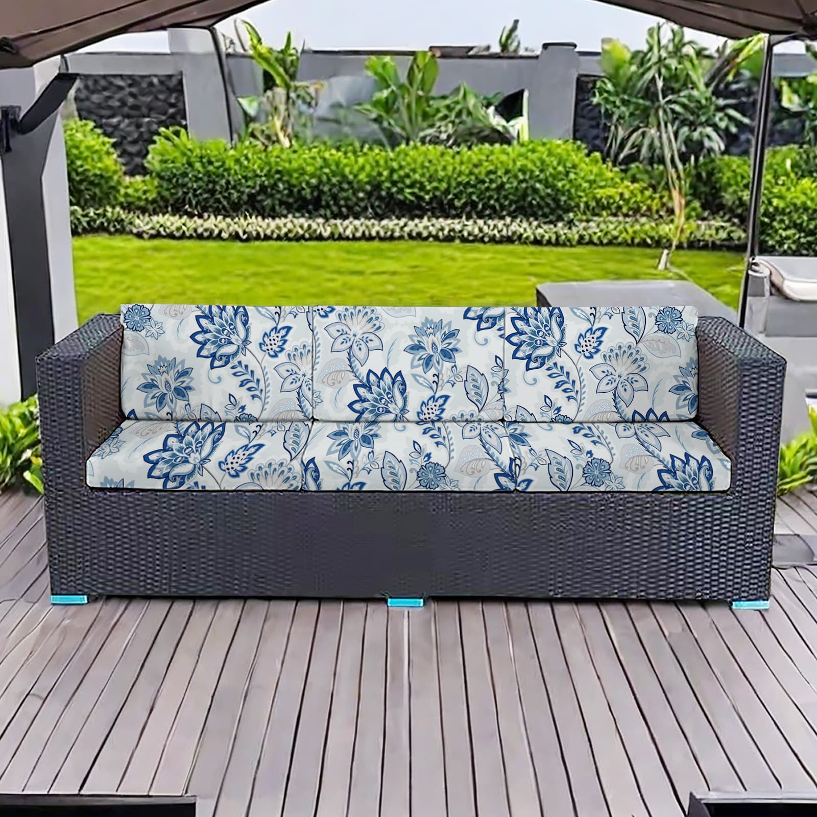 TEMU 1pc Printed Courtyard Elastic Sofa Cushion Cover Outdoor Cushion Cover Replacement Sofa Sofa Cover Sofa Seat Cover Flexible Chair Cushion Cover Porch Courtyard Furniture Protective Cover