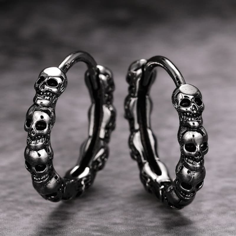 TEMU 1 Pair Women's Earrings Gothic Skull Head Hoop Earrings Women Men Daily Casual Wear Easter Punk Earrings, Without Battery