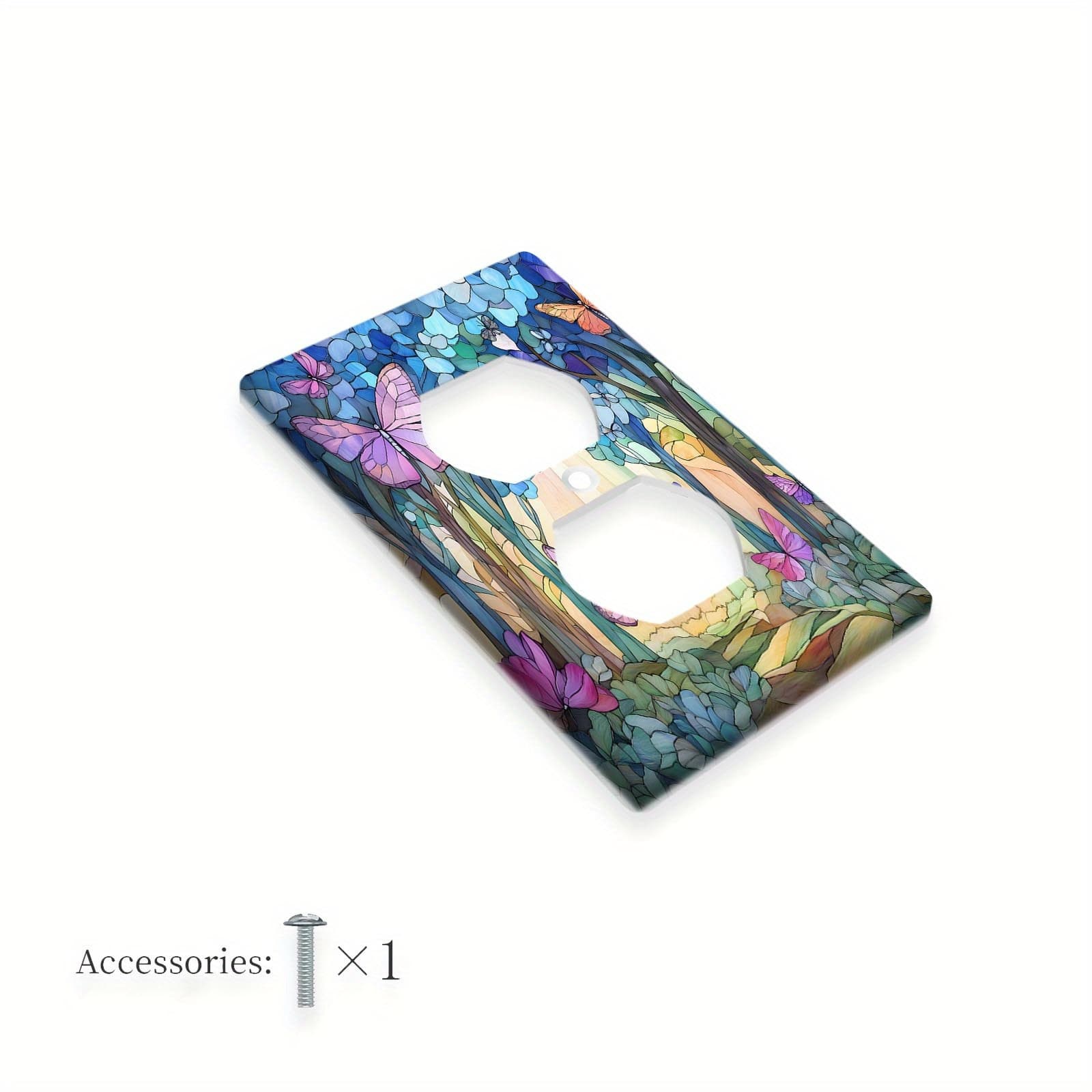 TEMU 1pc 1gang/2gang Contemporary Stained Glass Decorative Outlet Covers For Electrical Switch Plates, Ideal For Bedroom, Kitchen, Office, And Home Use