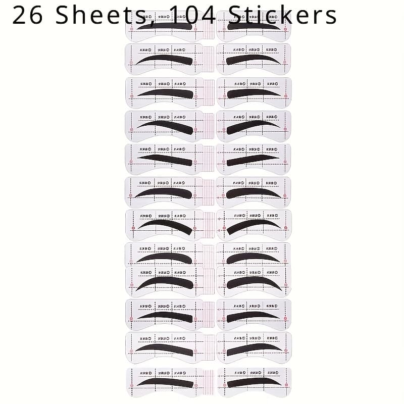 TEMU Eyebrow Shaping Sticker Set, Total 26 Sheets With 104 Stickers, A Convenient Tool For Quickly And Shaping And Styling Eyebrows