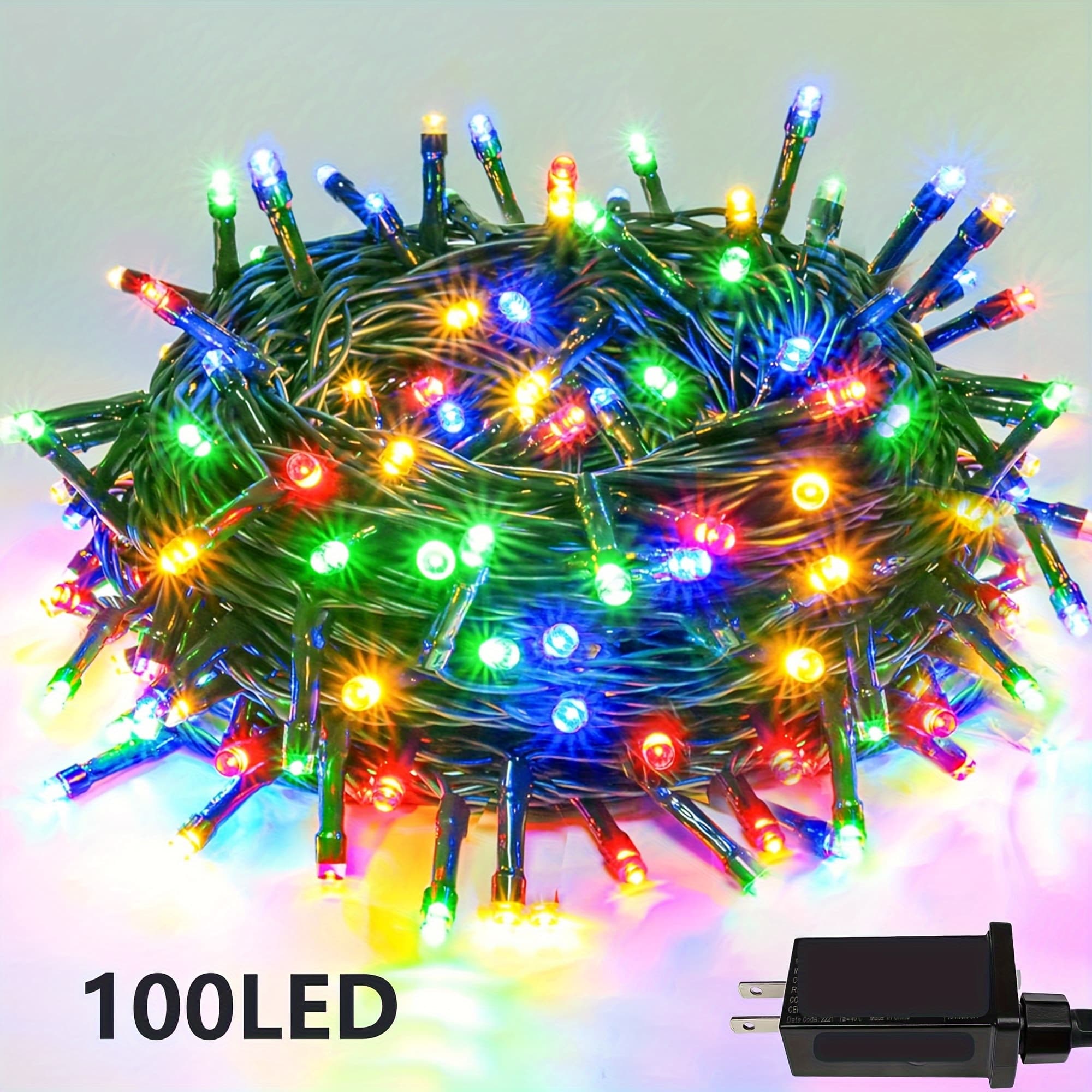 TEMU 100 Led Christmas Lights Outdoor And Indoor, Green Line, 8 , Ip44 Lights, Suitable For Christmas Tree Holiday Party Garden