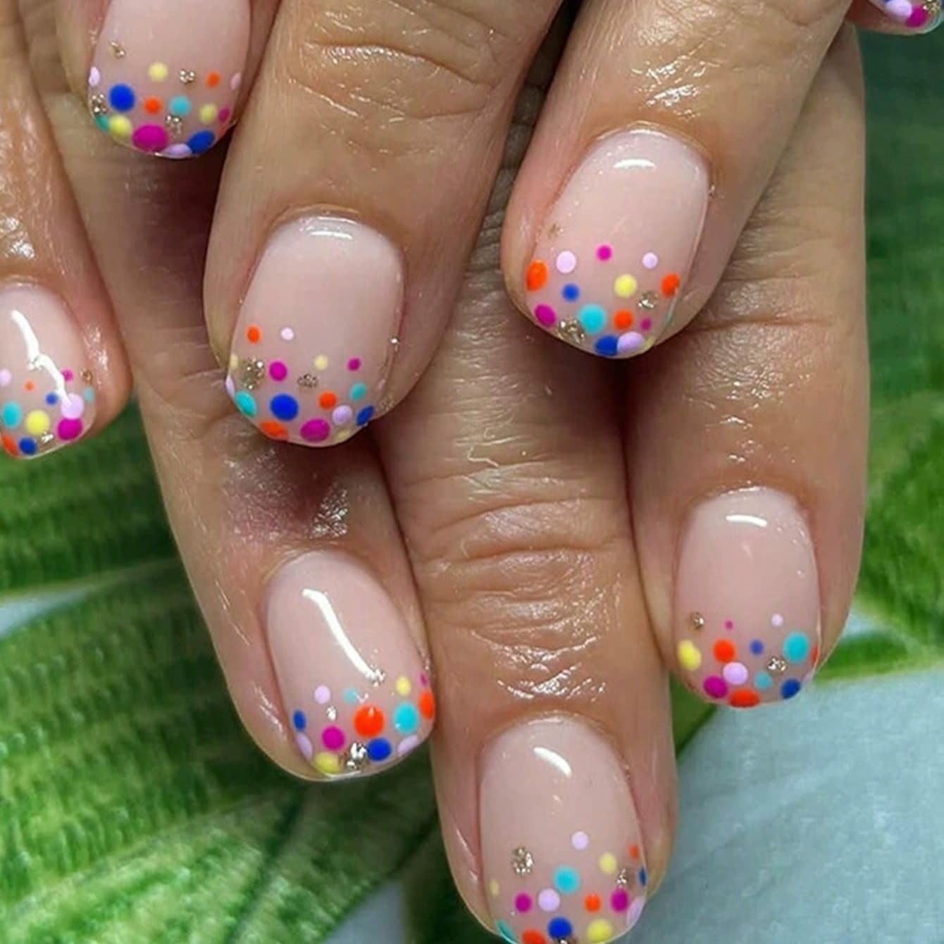 TEMU 48pcs Short Square Spring/ Summer Cute Polka Dot Dopamine Gloss Nail Pressing Full Coverage Fake Nail Set, Suitable For Sexy S, Office Women, Parties, Dating, Daily Wear, And Party Wear