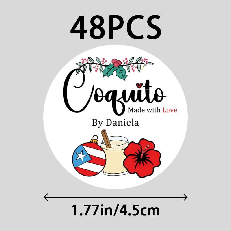 TEMU Customizable 48/96 Name Stickers, Navidad Printable Gift Tag Label, Puerto Rican Traditional Holiday Drink, Homemade Bottle.