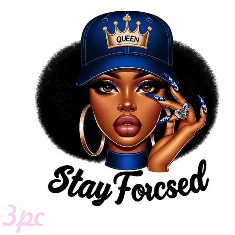 TEMU 3pcs Queen Transfer Stickers Ironon Decals For Tshirts Pillows Backpacks Pants Sofa Covers Washable Multicolor Plastic Stickers For