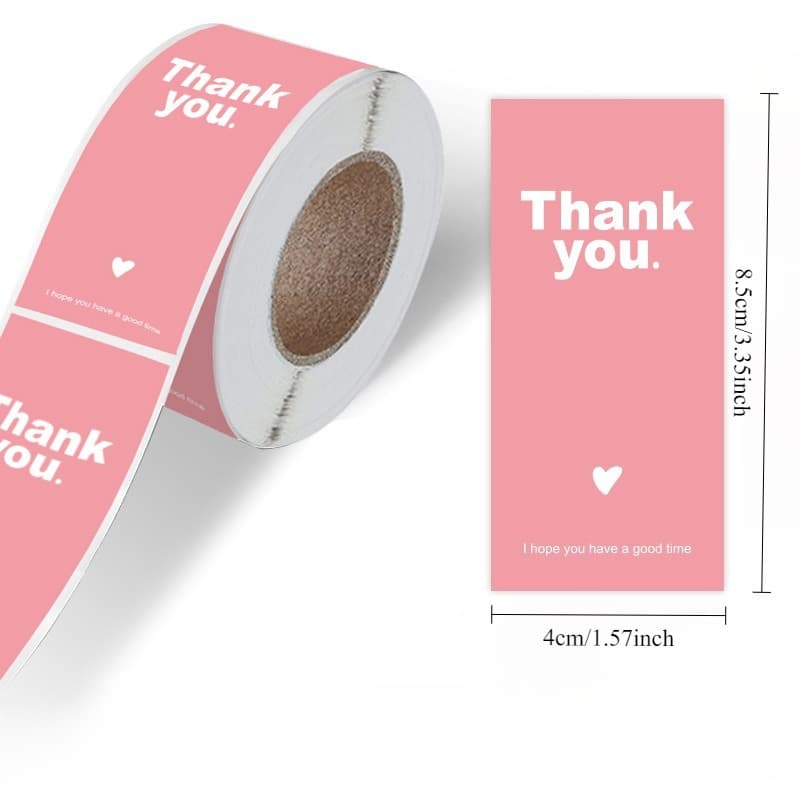 TEMU 100pcs/roll Pink Thank You Sticker | Rectangular Sealing Sticker For Gift Packaging, Decorative Label, Gift Box And Baking Box, Glossy Paper, Single Use