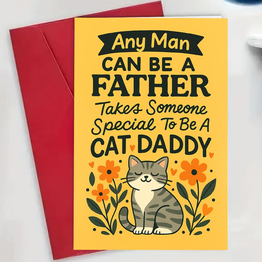 TEMU A Humorous Greeting Card For Cat Enthusiasts, Perfect As A Gift For Fathers Or Who Their Feline . Great For Birthdays, Celebrations, And To Appreciating Cats, Includes An Envelope And Card