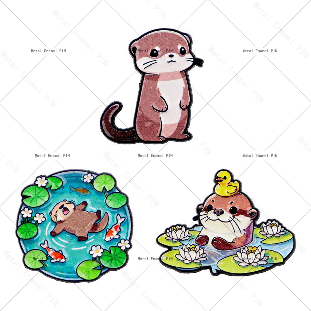 TEMU Set Of 3 Adorable Otter Enamel Pins For Decorating Hats, Clothes, Backpacks, And As Gifts For