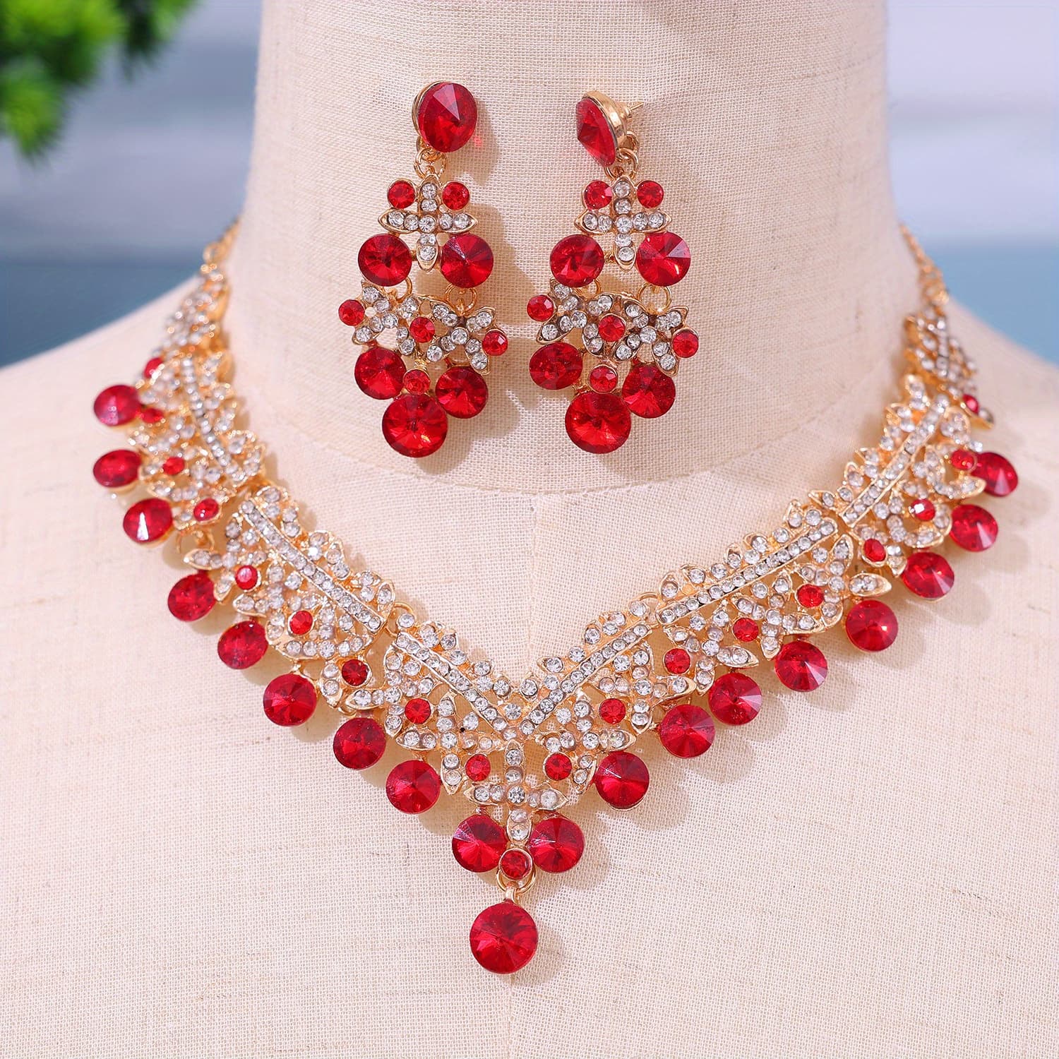 TEMU 3 Pieces Of Ladies' Bridal Necklace Earring Set, Wedding Dress, Studio Makeup, Bridal Wedding Accessories And Accessories
