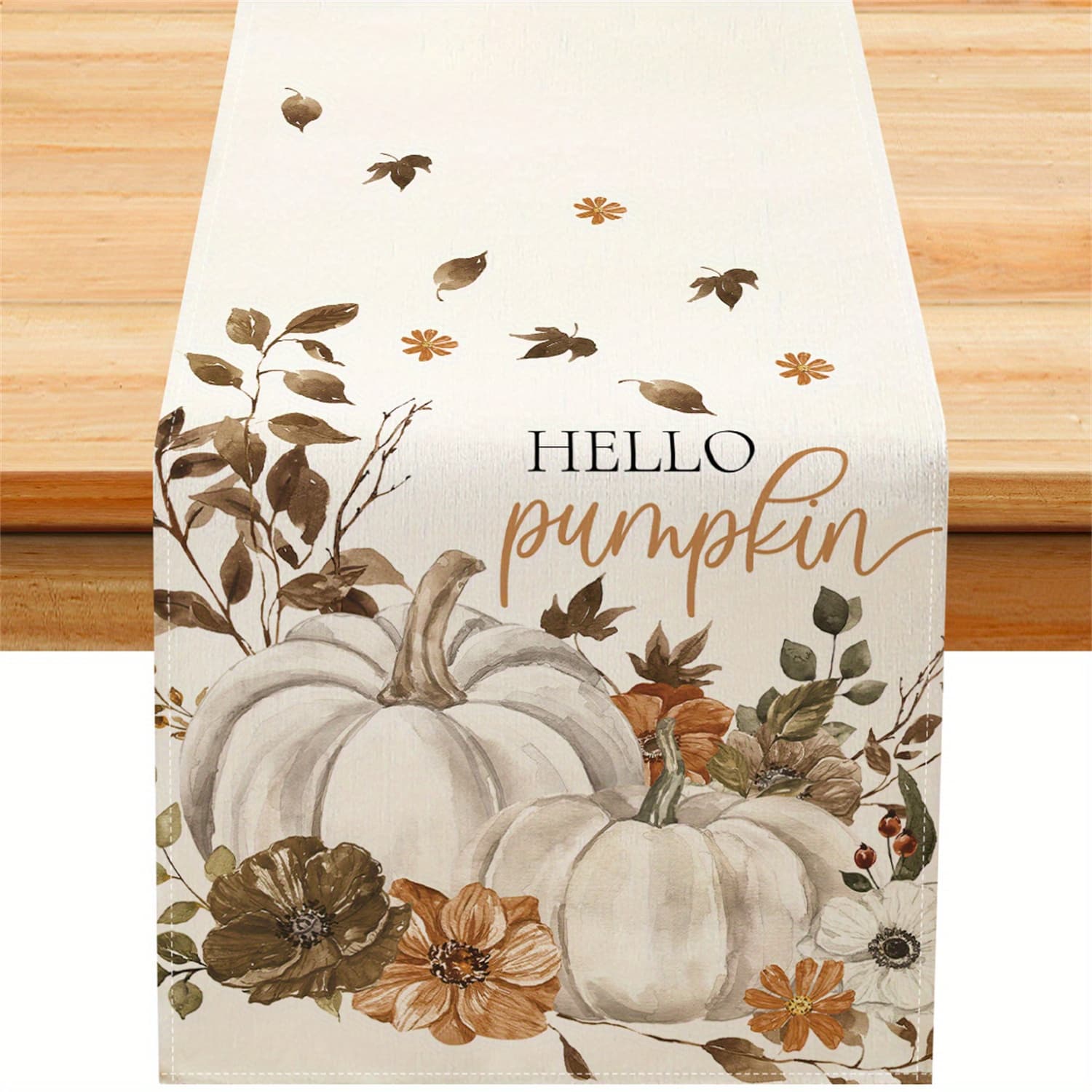 TEMU 1pc Pumpkin Dried Leaves Fall Table Runner Farmhouse Fall Thanksgiving Day Decor For Party Kitchen Dining Home Tablecover Decorations
