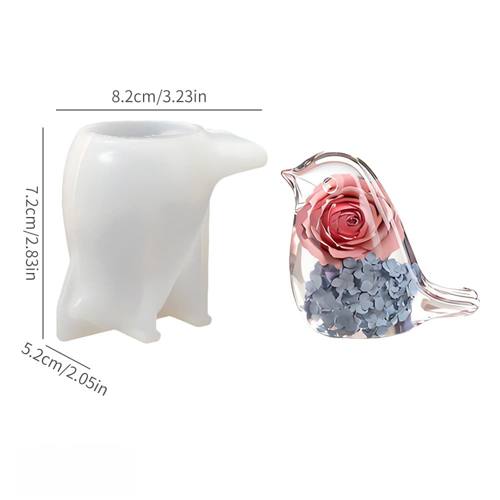 TEMU 1pc 3d Bird Resin Mold, Cute Bird Ornament Resin Mirror Silicone Mold, Plaster Mold