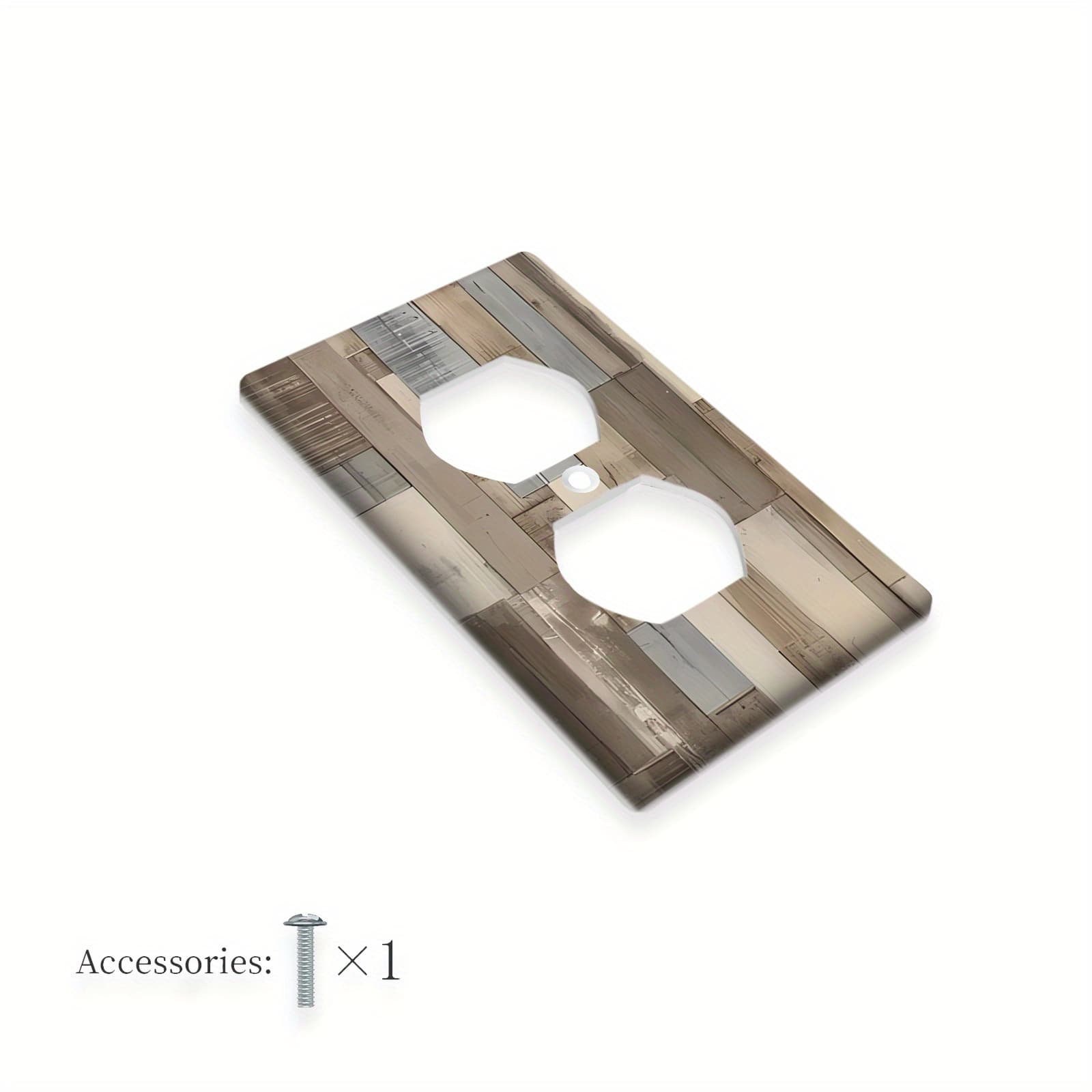 TEMU 1pc 1gang/2gang Wooden Texture Wall Plate Graphics Wallplates Light Switch Cover Decorative Outlet Plates For Light Switches Socket Outlets Covers Decoration