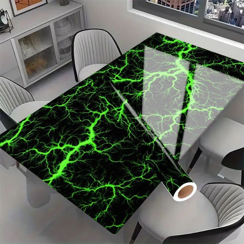 TEMU 2pcs, Large Neon Textured Self-adhesive Vinyl Wall Sticker - 50x100cm/19.7 "x39.4" Black & Lime Luminous Electric Twig Sticker For Doors, Walls, Offices And Homes - Matte, Tear-easy Design