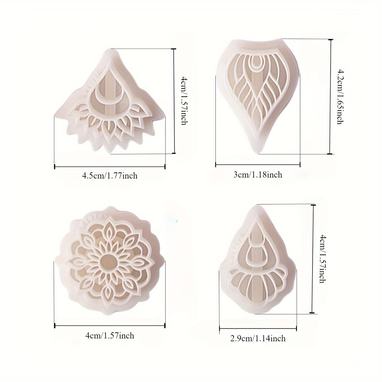 TEMU Polymer Clay Cutters 4pcs Bohemian Floral Polymer Clay Earring Molds - Vintage Boho Flower Cutters For Jewelry Making, Diy Clay Earrings, Pendants & Craft Kits (plastic)