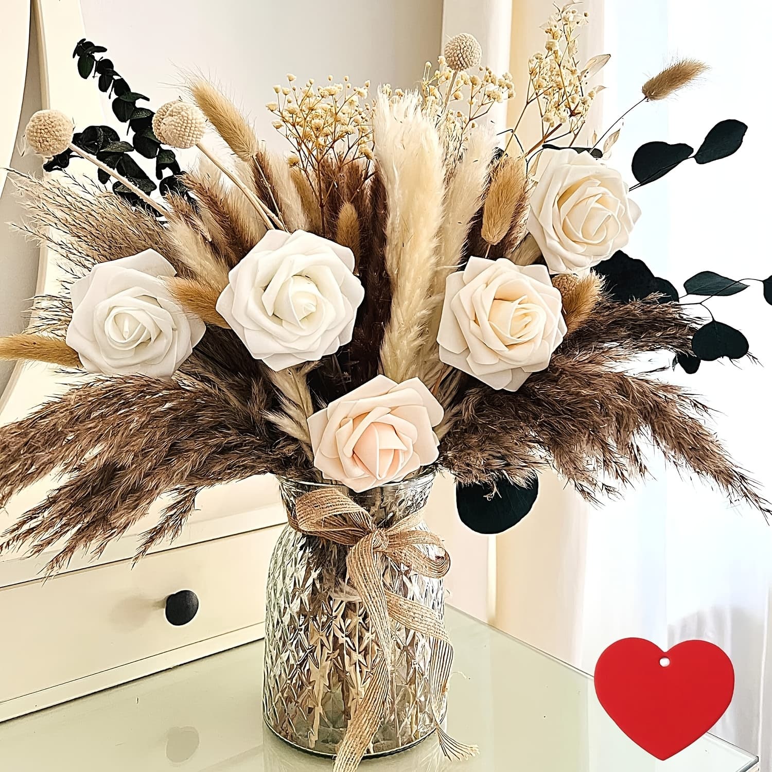 TEMU 1 Set (79pcs) Artificial Flower Bouquet Without Vase Included, Table Centerpiece Decoration, Christmas Reed Centerpiece Decoration, Coffee Table Decoration, Wedding Decoration Artificial Flowers