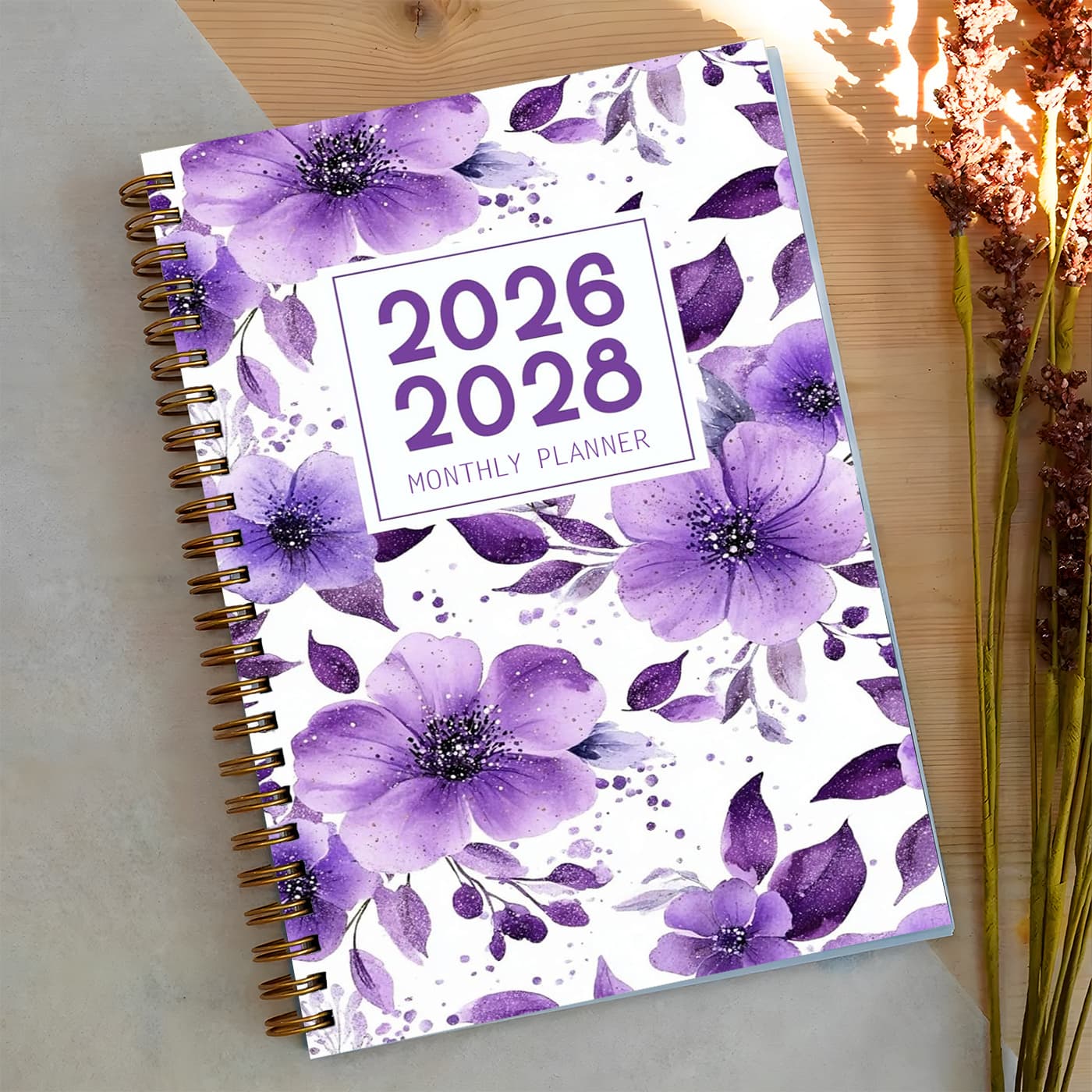 TEMU 1 Pack 3-year Monthly Planner 2026-2028 With Binding, Floral Cover & Dated Pages - 5.5x8.3 Inch Portable 3-year Calendar Planner Suitable For Writers, Planners & Schedules