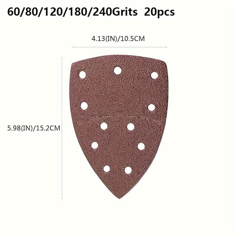 TEMU /40 Sheets Of Triangular Sandpaper - 60-240 Mixed Grit, Mouse Sander 11 Holes - Precision And Polishing Work!