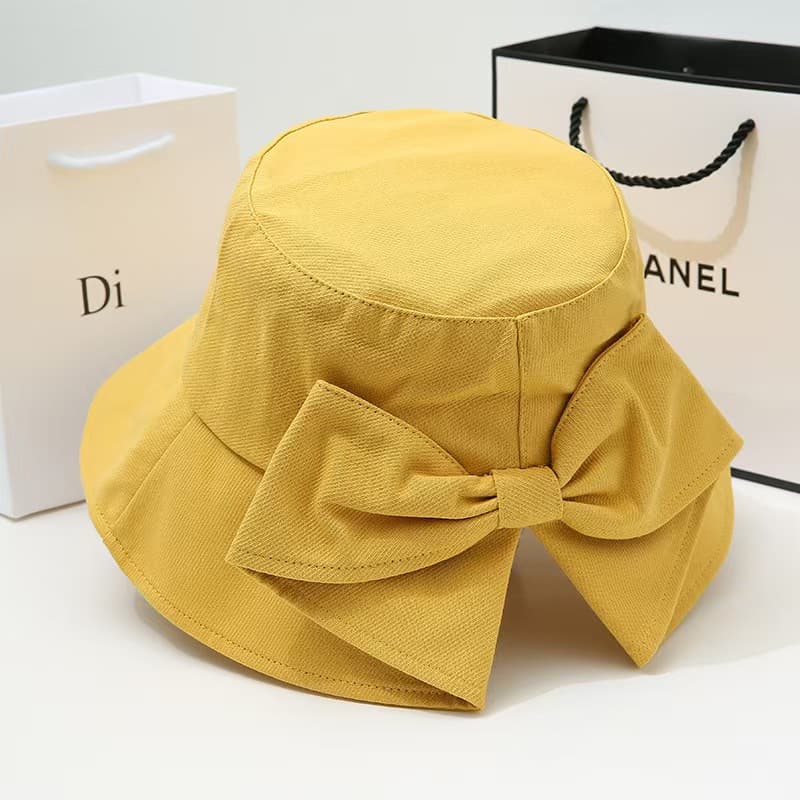 TEMU Women's Bowknot Bucket Hat, Spring/summer Outdoor Sun Hat, Face-covering Reversible Sun Hat, Reversible Solid Color Foldable Sun Hat, Suitable For Daily Wear And Commuting
