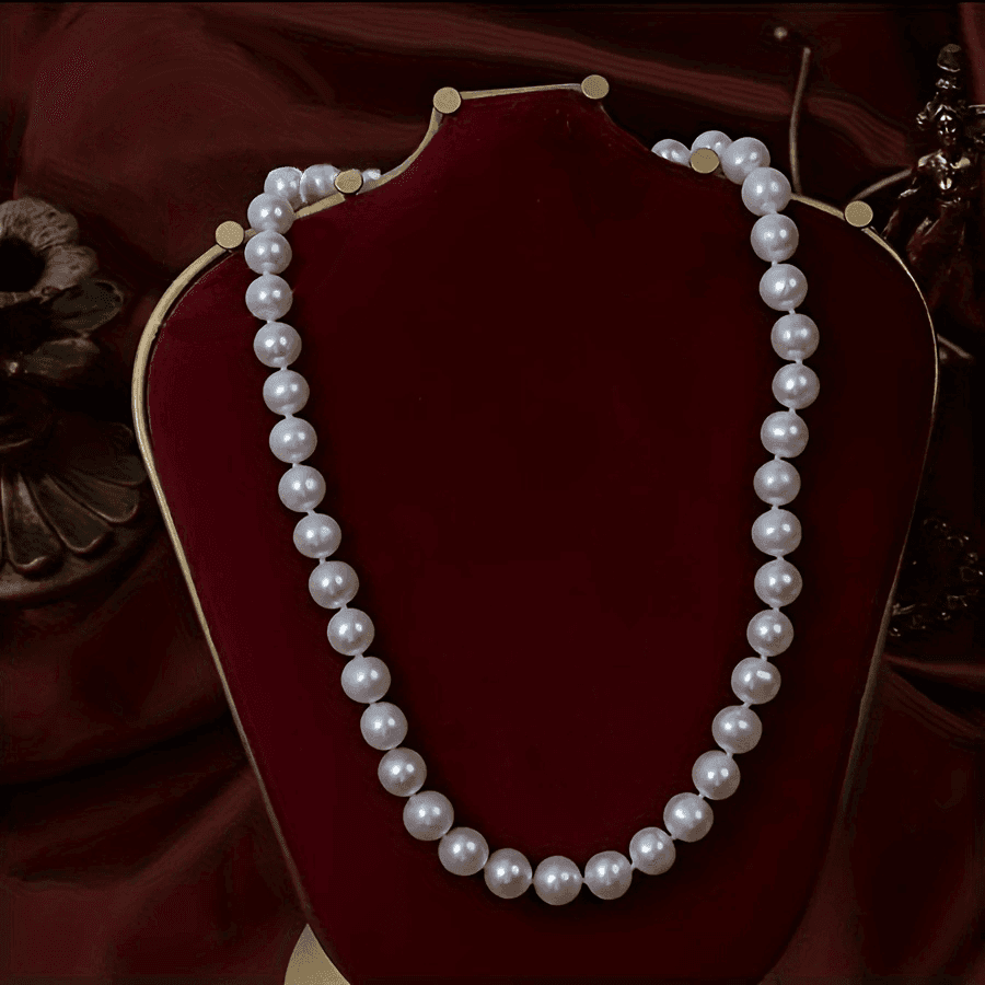 TEMU 100% Handmade, Natural Necklace With Real 10-11mm Pearls, Suitable For Daily Wear, For Birthday/anniversary/wedding/valentine's Day Gift, Suitable For Him/her