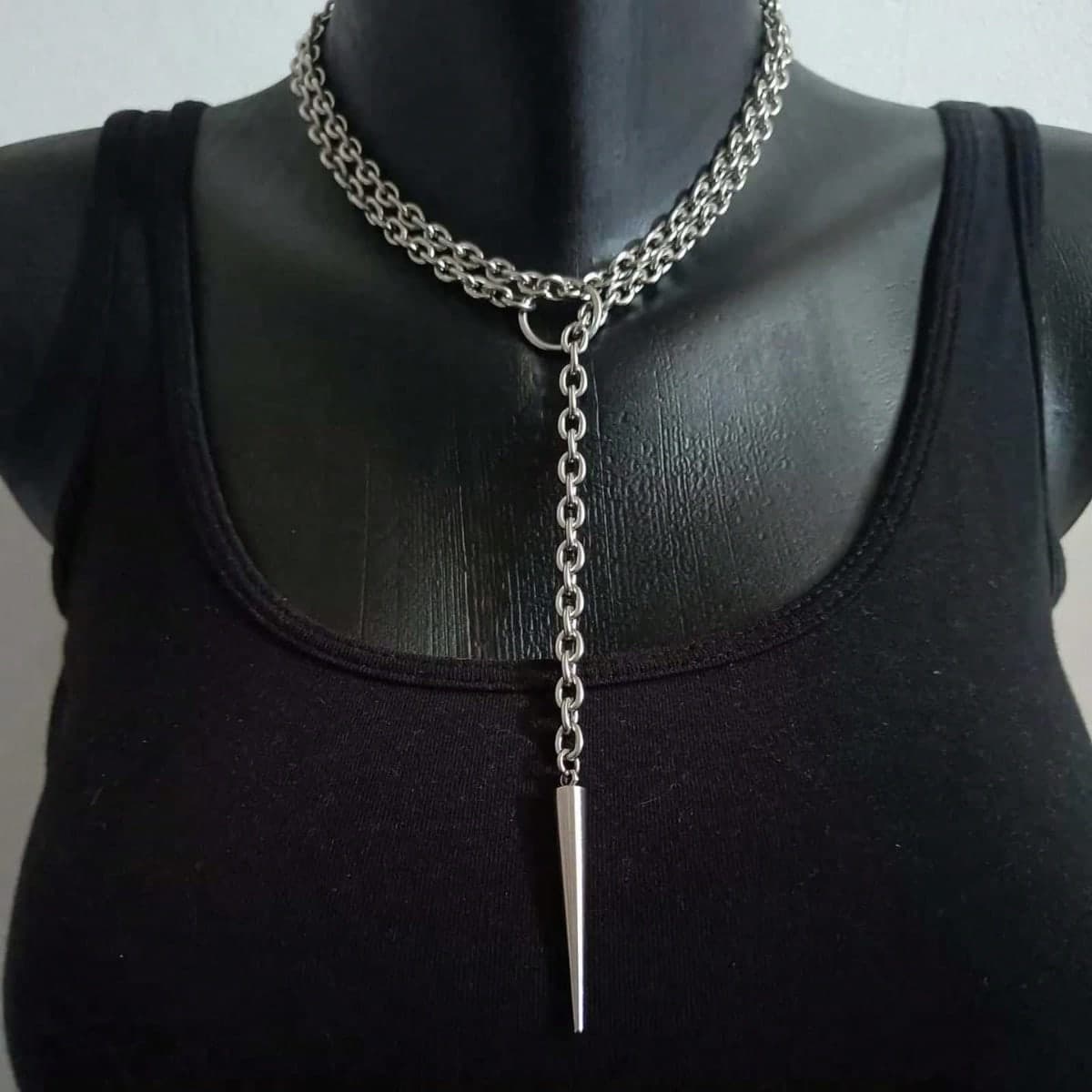 TEMU 1pc Punk Stud Necklace, Gothic Jewelry, Exaggeration, Hippie, Y2k, Nightclub, O-ring, Design Sense, Trendy Choker For Women And Men