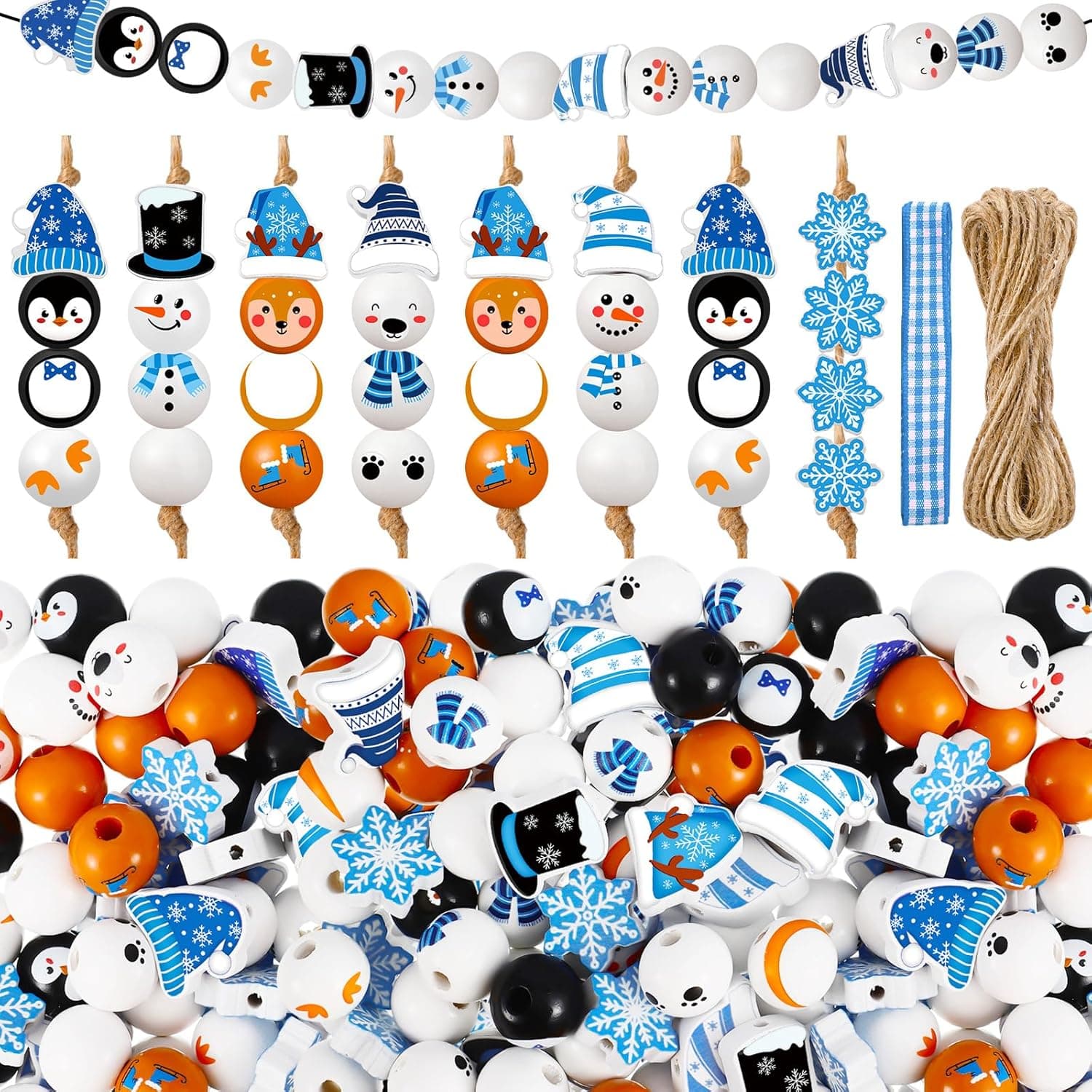 TEMU 120pcs Of Christmas-themed Wooden Beads Featuring And , Perfect For Projects, Jewelry Creation, And As Hanging Additions Or