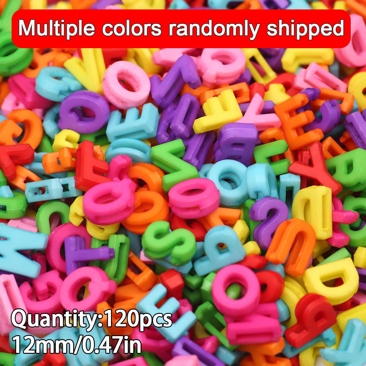 TEMU 120/240 12mm Random Letter Beads Large Letter Acrylic Beads, Used For Jewelry Pendant Bracelet Necklace Decoration