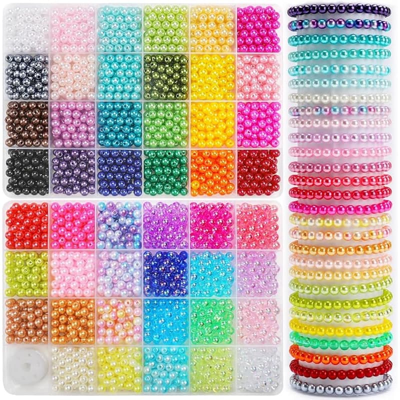 TEMU 2400 Pearl Beads, Beaded, 47 Colors Beaded For Bracelet, Multicolor Bracelet Making Kit, For Jewelry Making, With Elastic Rope, Crafts Gift Suit
