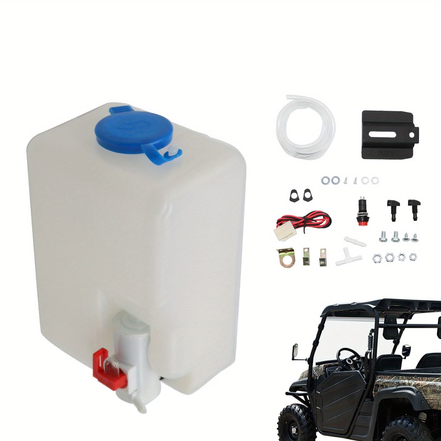 TEMU Universal 12v Heavy-duty Windshield Wiper/ Washer System Kit For Utv-reservoir Tank For Pump Formounting Brackets