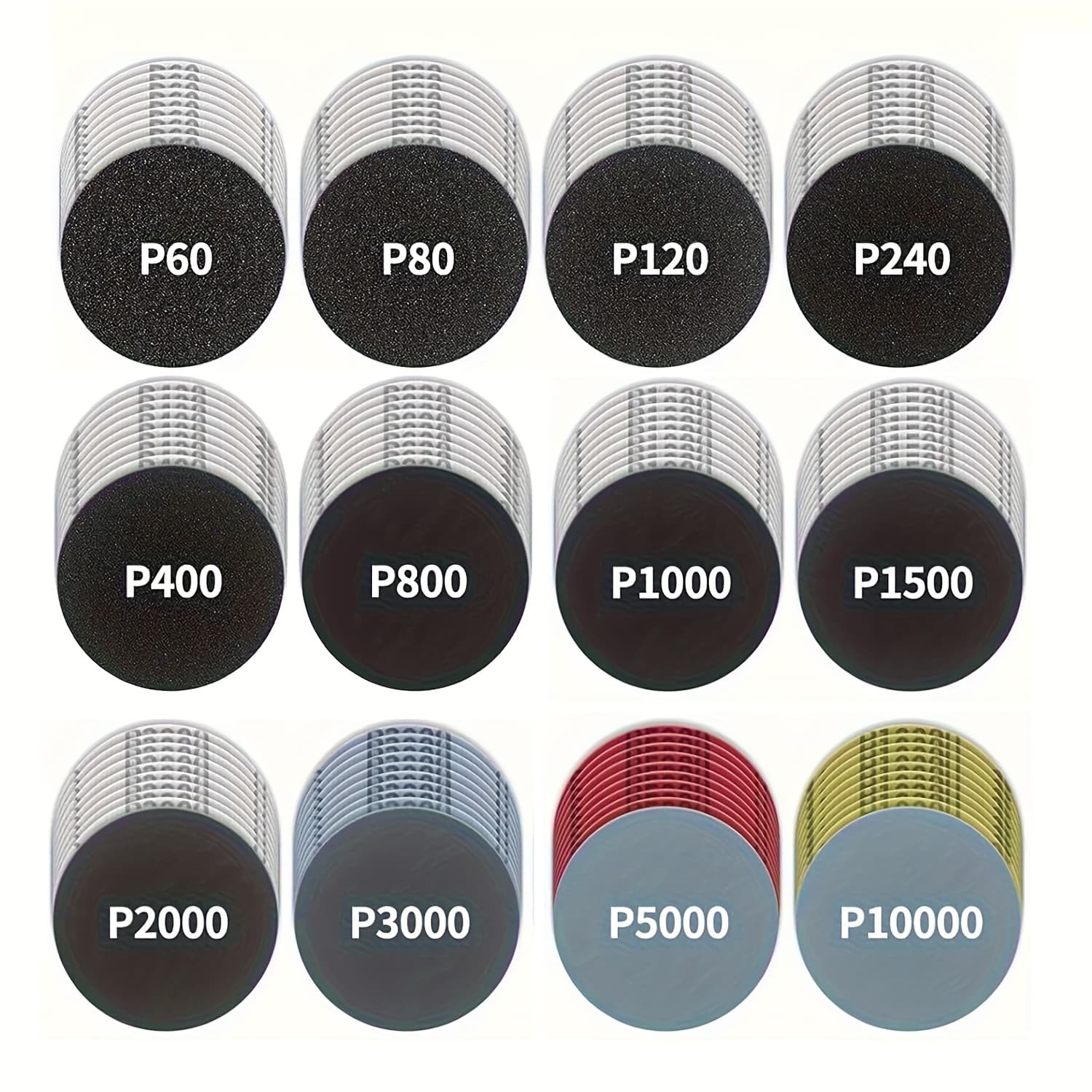 TEMU 120/144pcs 3inch Grit Wet And Dry Sandpaper, Premium Water-based Sandpaper, Latex Paper, Magic Tape Sandpaper, Suitable For Cars, Wood, Metal, Glass, Epoxy Resin