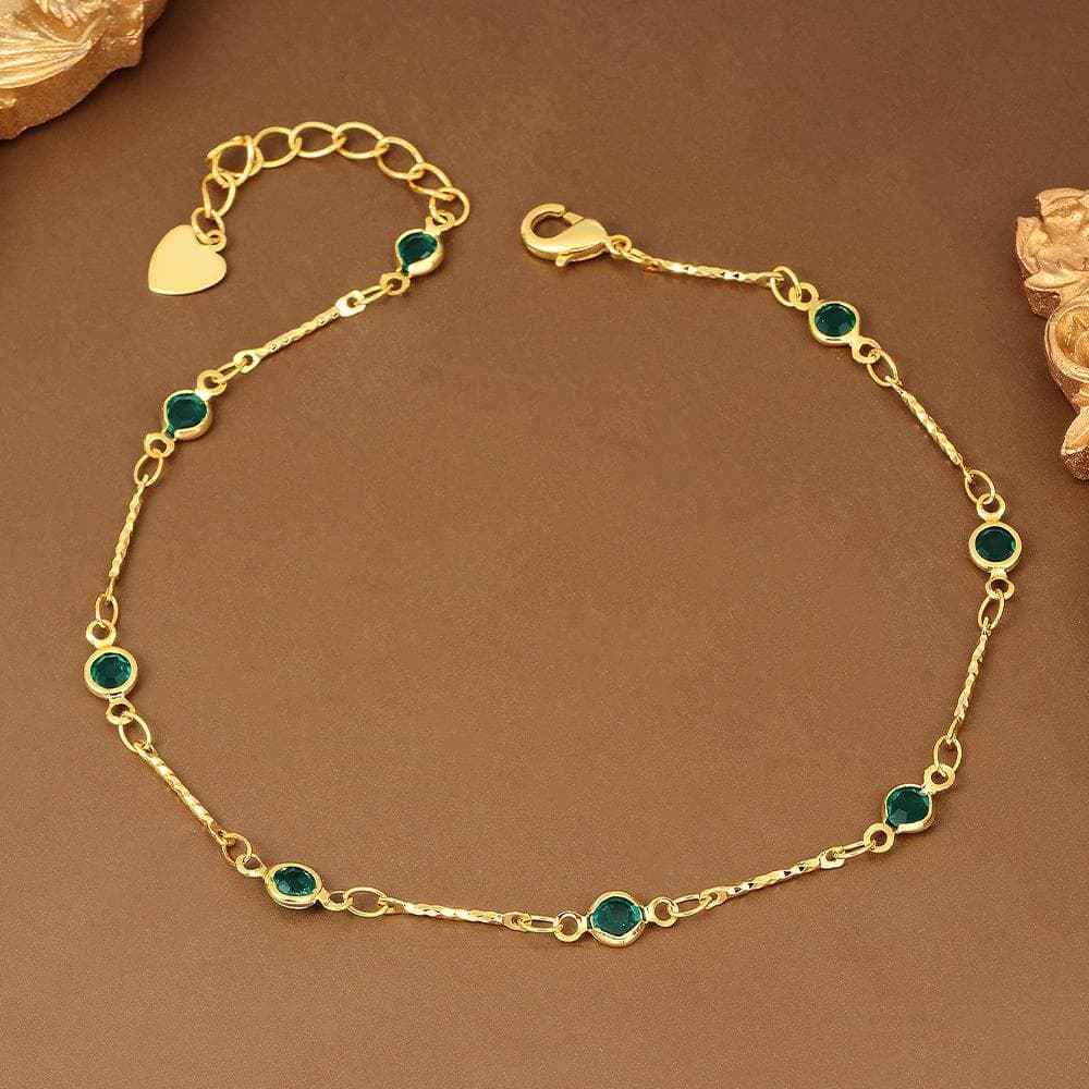 TEMU -emerald, Synthetic Synthetic Zirconia Chain Anklet