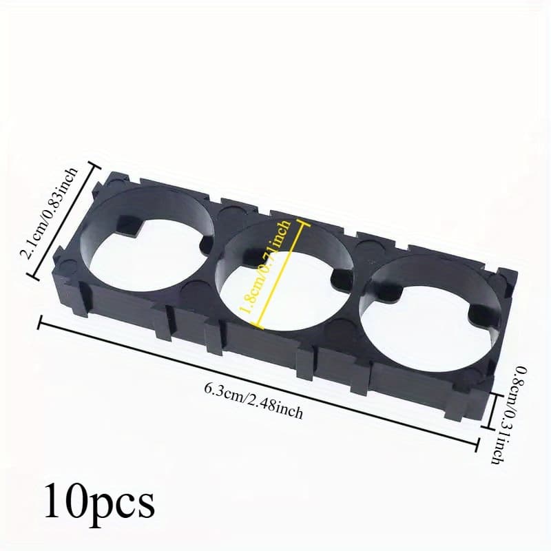 TEMU 10pcs 18650 Lithium Battery Storage And Management Brackets, Brackets That Assembled And Spliced , Plastic Battery Pack Brackets For Battery Brackets