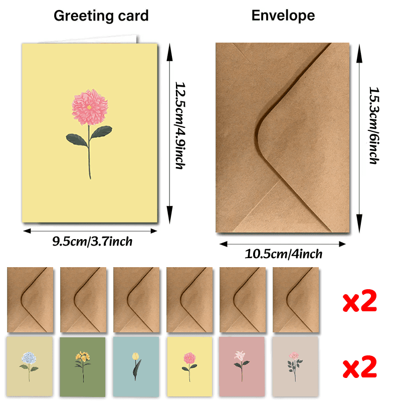 TEMU 24pcs Colorful Watercolor Graffiti Wildflowers Greeting Cards With Envelopes, Thank You Cards, Modern Art Abstract Designs