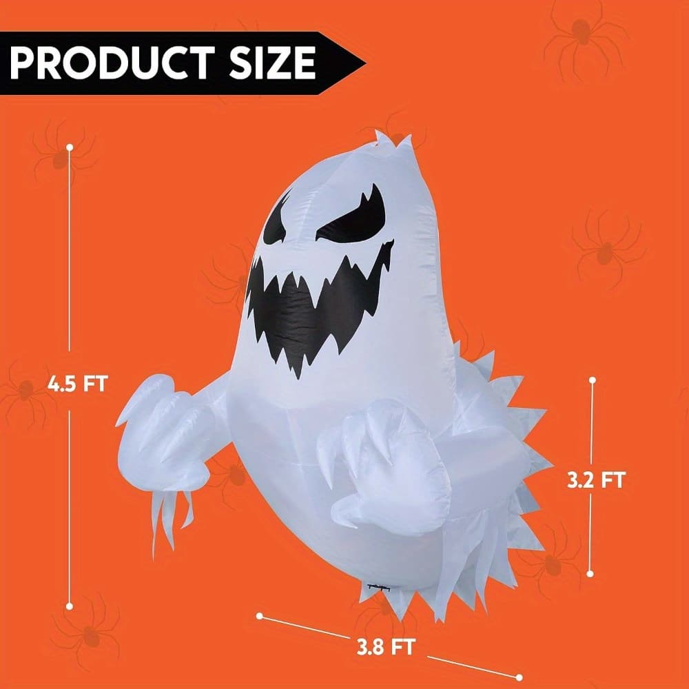 TEMU 4.5-foot Tall Inflatable For Halloween Outdoor Decoration, Featuring Yard Decor With A Rotating Led For A Spooky Halloween Ambiance And Window Decoration